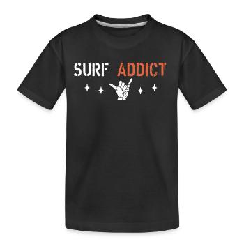 Surf-Süchtiger - Kinder Premium Bio T-Shirt - Schwarz - Vorne