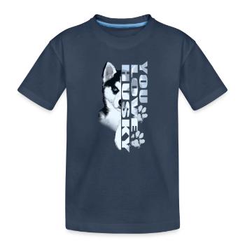 Fontaine de portrait Husky - T-shirt bio Premium Enfant - bleu marine - Devant