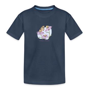 Botanische Zeichnung des violetten Sonnenhuts - Kinder Premium Bio T-Shirt - Navy - Vorne