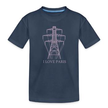 Strommast als Eiffelturm "I Love Paris" Satire - Kinder Premium Bio T-Shirt - Navy - Vorne