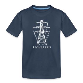 Strommast als Eiffelturm "I Love Paris" Satire - Kinder Premium Bio T-Shirt - Navy - Vorne