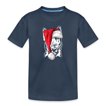 Santa Kai Ken Chiens de Noël Wilsigns - T-shirt bio Premium Enfant - bleu marine - Devant
