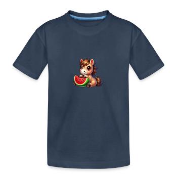 Fruchtiges Sommerpferd Wassermelone - Kinder Premium Bio T-Shirt - Navy - Vorne