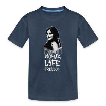 femme liberté de vie,vögel,iran,graffiti,Mahsa Amini - T-shirt bio Premium Enfant - bleu marine - Devant