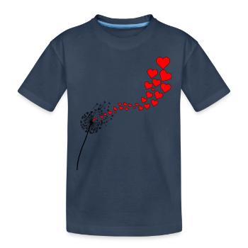 DANDELION WITH HEARTS - Kids' Premium Organic T-Shirt - navy - Front