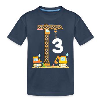 Bagger Baustelle Kinder 3. Geburtstag Junge Kran - Kinder Premium Bio T-Shirt - Navy - Vorne