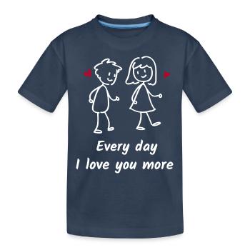 Jeden Tag liebe ich dich mehr. Süße Liebe - Kinder Premium Bio T-Shirt - Navy - Vorne