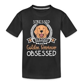 Gesegneter Golden Retriever Besessener Lustiger - Kinder Premium Bio T-Shirt - Schwarz - Vorne