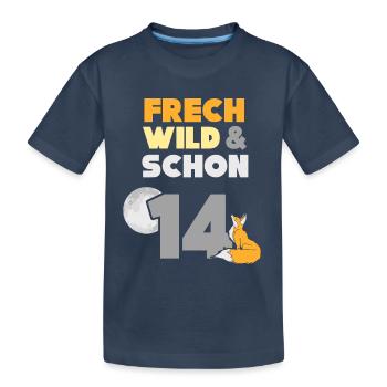 14 Jahre Geburtstag Junge Mädchen Fuchs - Kinder Premium Bio T-Shirt - Navy - Vorne