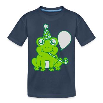 Birthday-celebrating little frog - Kids' Premium Organic T-Shirt - navy - Front