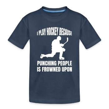 Eishockey Wintersport Geschenk Eishockeyteam - Kinder Premium Bio T-Shirt - Navy - Vorne