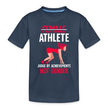 Female athlete judge by achievements not gender - Kinder Premium Bio T-Shirt - Navy - Vorne