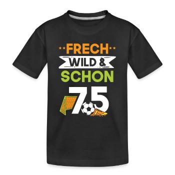 Geschenk 75 Jahre Geburtstag Fußball - Kinder Premium Bio T-Shirt - Schwarz - Vorne