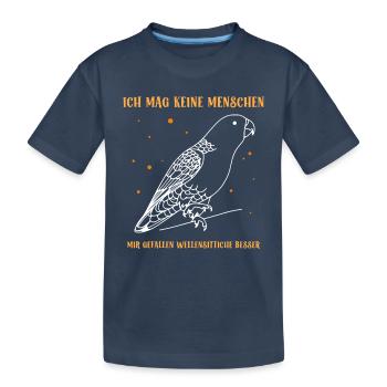 Ich mag keine Menschen Wellensittiche - Kinder Premium Bio T-Shirt - Navy - Vorne