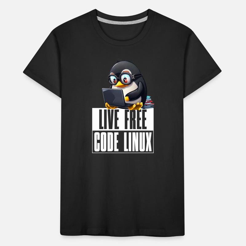 Live Free Code Linux Nerd Tux Nerdy Penguin Coding Kinder Premium Bio T-Shirt