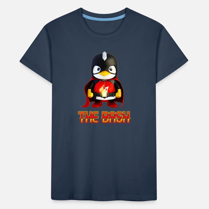 The Bash Penguin Superhero for Linux Coder and Kinder Premium Bio T-Shirt
