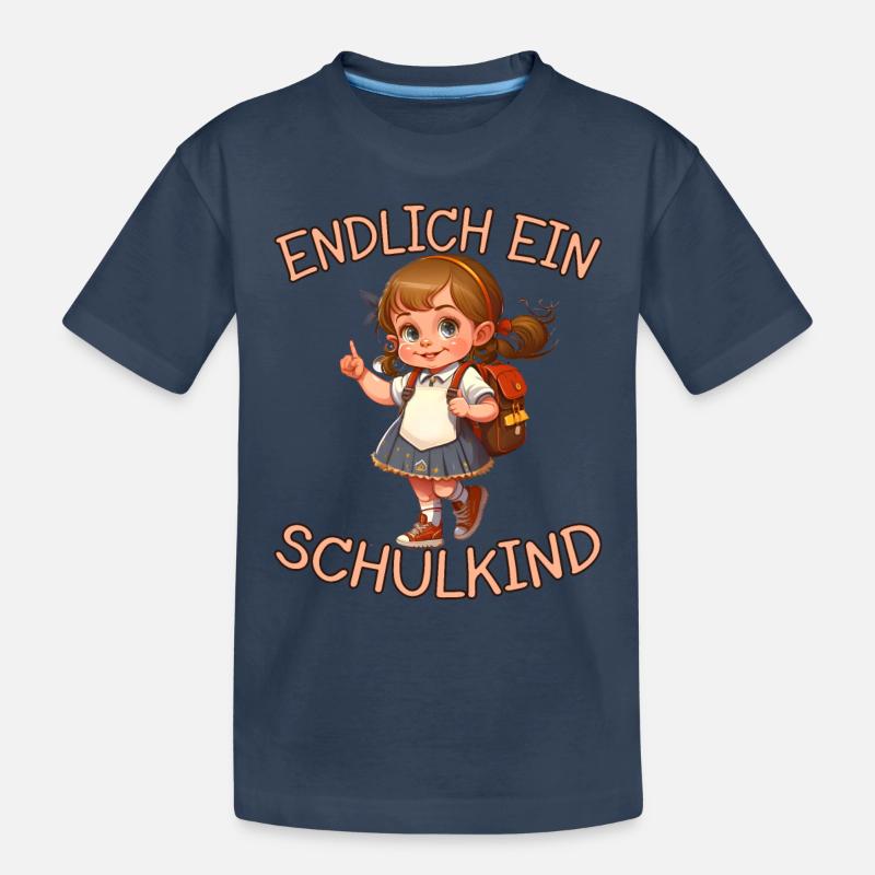 Endlich ein Schulkind Anime Mädchen - Kinder Premium Bio T-Shirt - Navy