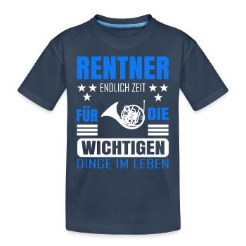 Rentner Rente Rentenbeginn Waldhorn - Kinder Premium Bio T-Shirt - Navy - Vorne