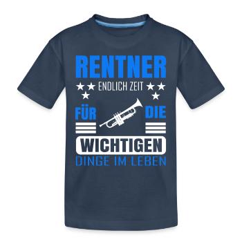 Rentner Rente Rentenbeginn Trompete - Kinder Premium Bio T-Shirt - Navy - Vorne