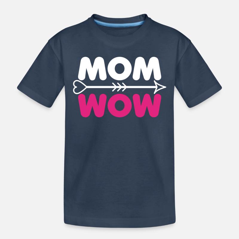 Mama Muttertag Geschenk - MOM WOW - Kinder Premium Bio T-Shirt - Navy
