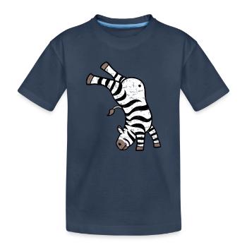 Kawaii Zebra Handstand Design - Kinder Premium Bio T-Shirt - Navy - Vorne