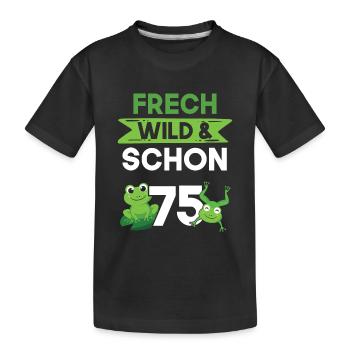 Geschenk 75 Jahre Geburtstag Frosch - Kinder Premium Bio T-Shirt - Schwarz - Vorne