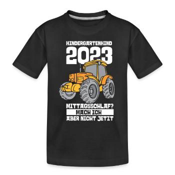 Traktor Kita Kindergarten 2023 - Kinder Premium Bio T-Shirt - Schwarz - Vorne