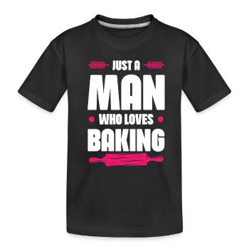 Man Loves Baking - Kinder Premium Bio T-Shirt - Schwarz - Vorne