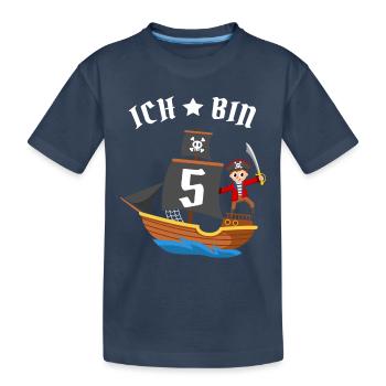 Seeräuber Seemann Kapitän 5. Geburtstag Pirat - Kinder Premium Bio T-Shirt - Navy - Vorne