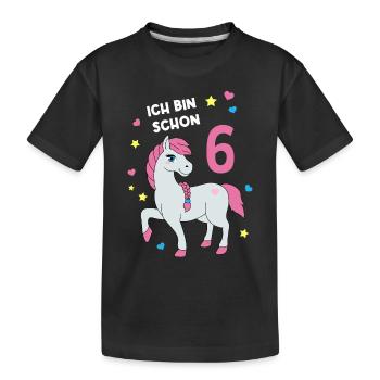 Reiterin Pferd Reitsport 6. Geburtstag Pony Reiten - Kinder Premium Bio T-Shirt - Schwarz - Vorne