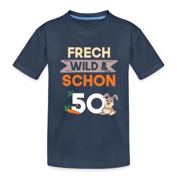 Geschenk 50 Jahre Geburtstag Hase Kaninchen - Kinder Premium Bio T-Shirt - Navy - Vorne