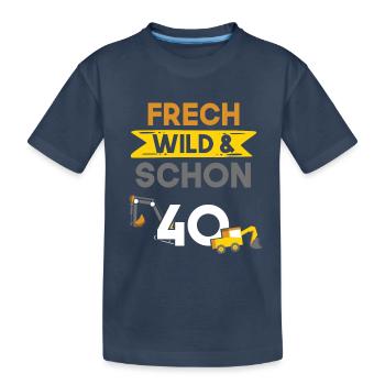 Geschenk 40 Jahre Geburtstag Bagger - Kinder Premium Bio T-Shirt - Navy - Vorne