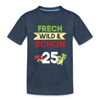 Geschenk 25 Jahre Geburtstag Drachen - Kinder Premium Bio T-Shirt - Navy - Vorne