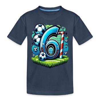 Idée de chemise d’anniversaire de football garçon de 6 ans - T-shirt bio Premium Enfant - bleu marine - Devant