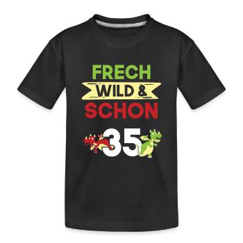 Geschenk 35 Jahre Geburtstag Drachen - Kinder Premium Bio T-Shirt - Schwarz - Vorne