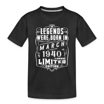Birthday March 1940 Year Limited Edition - Kids' Premium Organic T-Shirt - black - Front