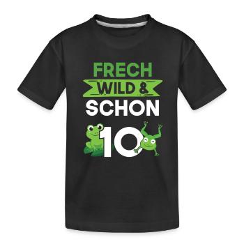 10 Jahre Geburtstag Junge Mädchen Frosch - Kinder Premium Bio T-Shirt - Schwarz - Vorne