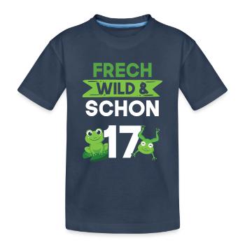 17 Jahre Geburtstag Frosch - Kinder Premium Bio T-Shirt - Navy - Vorne