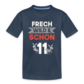 11 Jahre Geburtstag Junge Mädchen Esel - Kinder Premium Bio T-Shirt - Navy - Vorne
