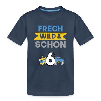 6 Jahre Geburtstag Junge Mädchen Spielzeug Auto - Kinder Premium Bio T-Shirt - Navy - Vorne