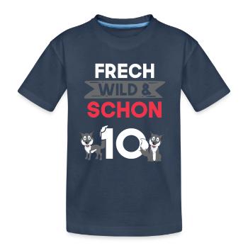 10 Jahre Geburtstag Junge Mädchen Wolf - Kinder Premium Bio T-Shirt - Navy - Vorne