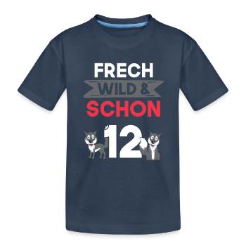 12 Jahre Geburtstag Junge Mädchen Wolf - Kinder Premium Bio T-Shirt - Navy - Vorne