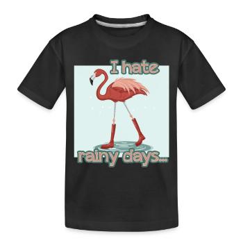 FLAMINGO- RAIN- RETRO - Kids' Premium Organic T-Shirt - black - Front