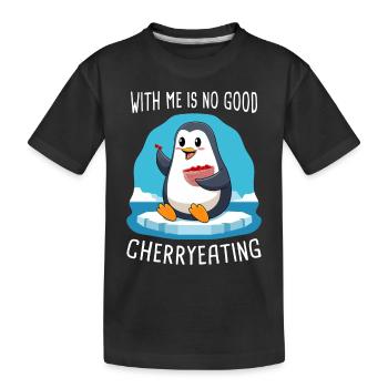 Avec moi n’est pas bon Proverbe mangeur de cerises - T-shirt bio Premium Enfant - noir - Devant