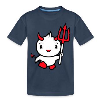 oiseau diable cornes satan trident enfer mal cool - T-shirt bio Premium Enfant - bleu marine - Devant