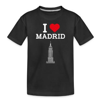 Ich liebe Madrid Herz Flagge Spanien Liebhaber Empire Wortspiel - Kinder Premium Bio T-Shirt - Schwarz - Vorne