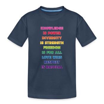 Gay LGBTQ+ Human Rights Pride Rainbow Flag - Kids' Premium Organic T-Shirt - navy - Front