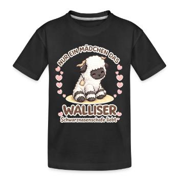 Nur Ein Mädchen Walliser Schwarznasenschafe Liebt - Kinder Premium Bio T-Shirt - Schwarz - Vorne