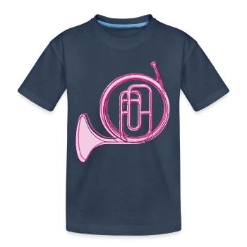 Music,Horn,Outline,Musical Instrument - Kids' Premium Organic T-Shirt - navy - Front