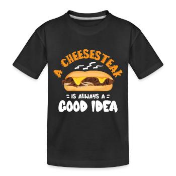 Philly Cheesesteak Sandwich - Kinder Premium Bio T-Shirt - Schwarz - Vorne